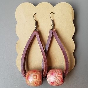 Leather hoops with wooden bead